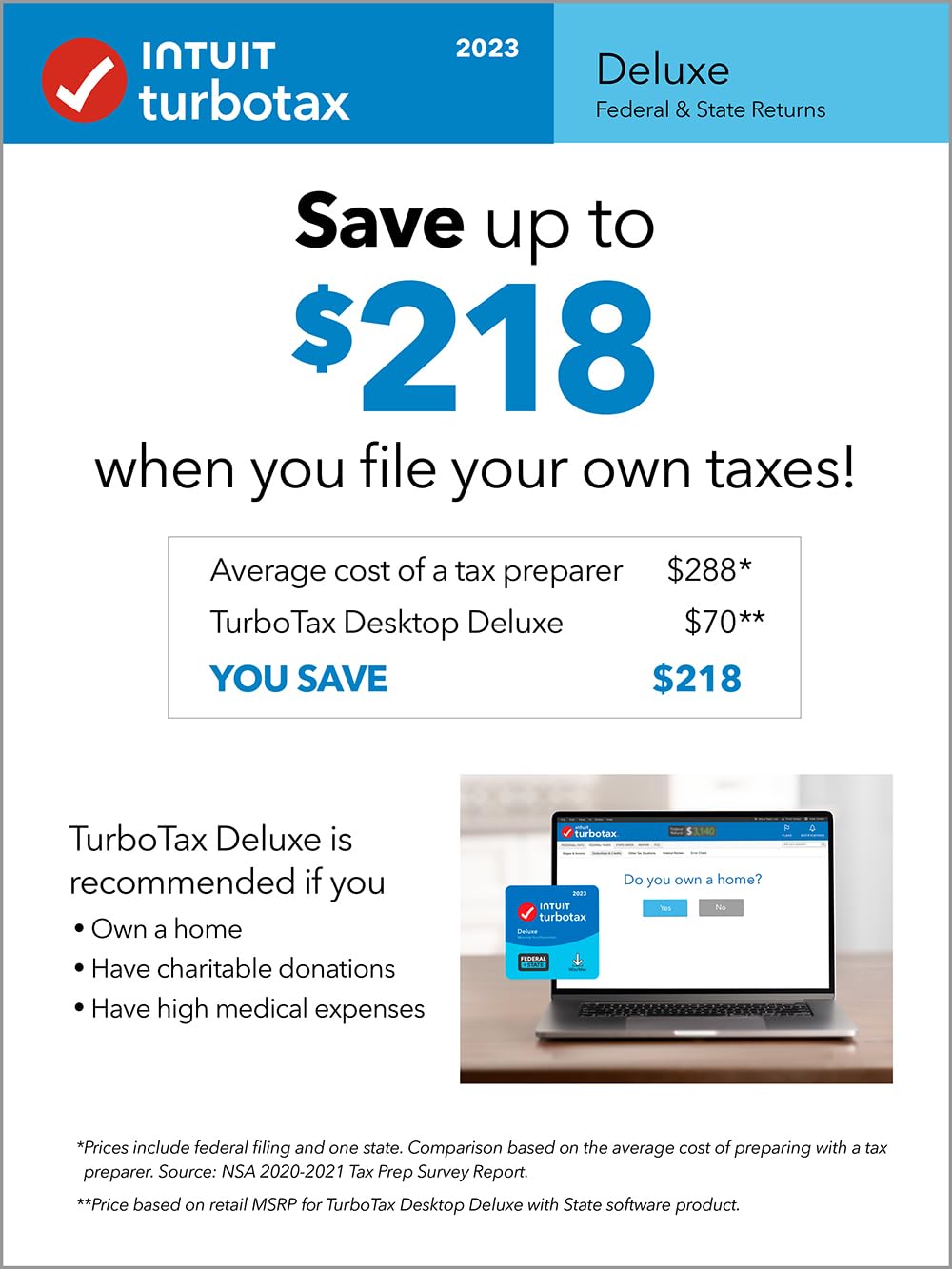 TurboTax Deluxe 2023, Federal & State Tax Return [PC/Mac Download]