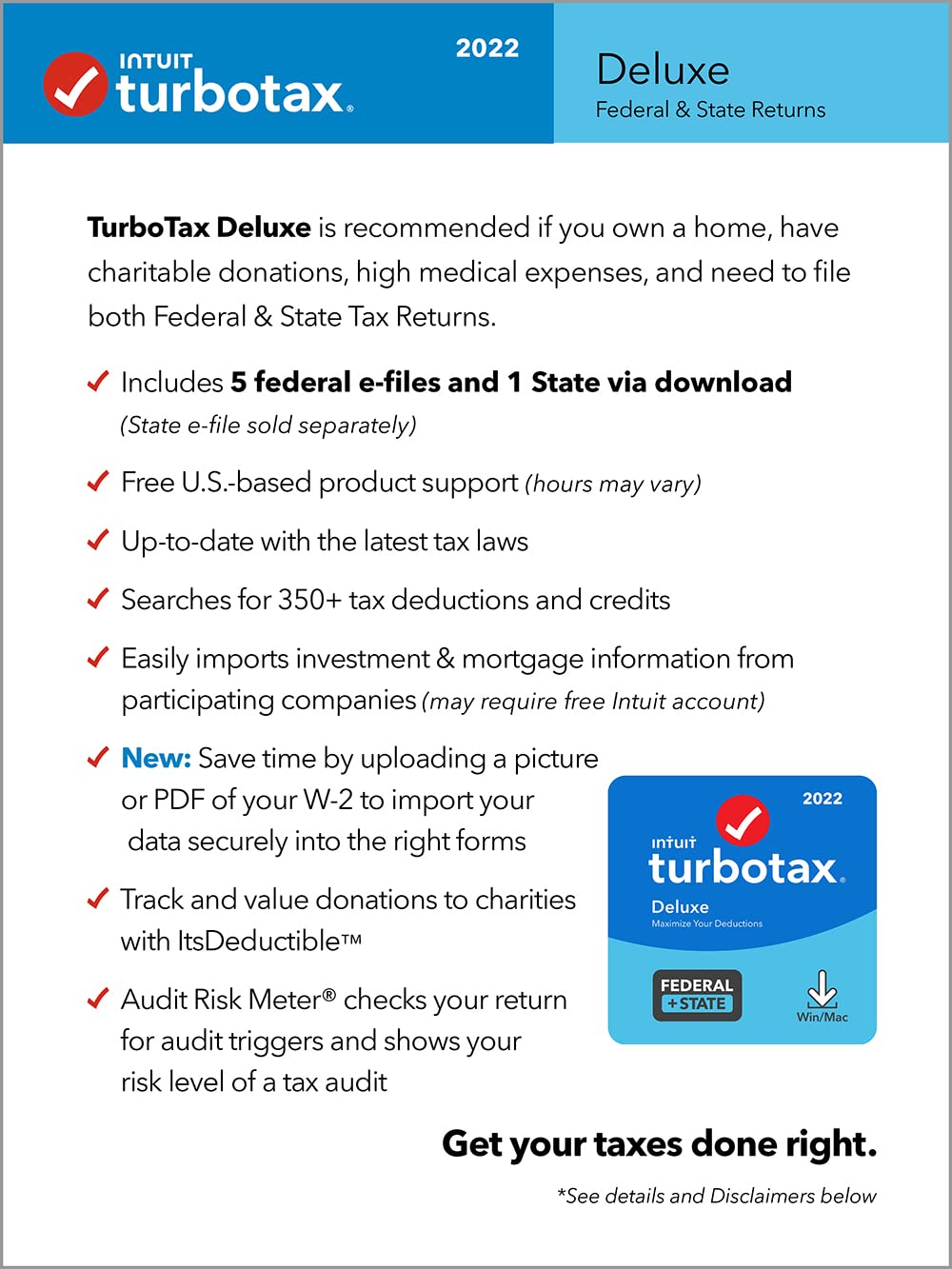 TurboTax Deluxe 2022 Tax Software, Federal and State Tax Return, [PC/MAC Download]