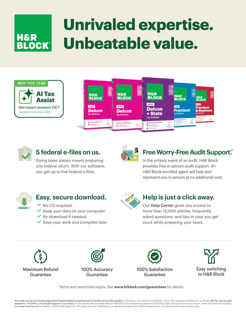 H&R Block Tax Software Basic 2025 Win/Mac [PC/Mac Online Code]